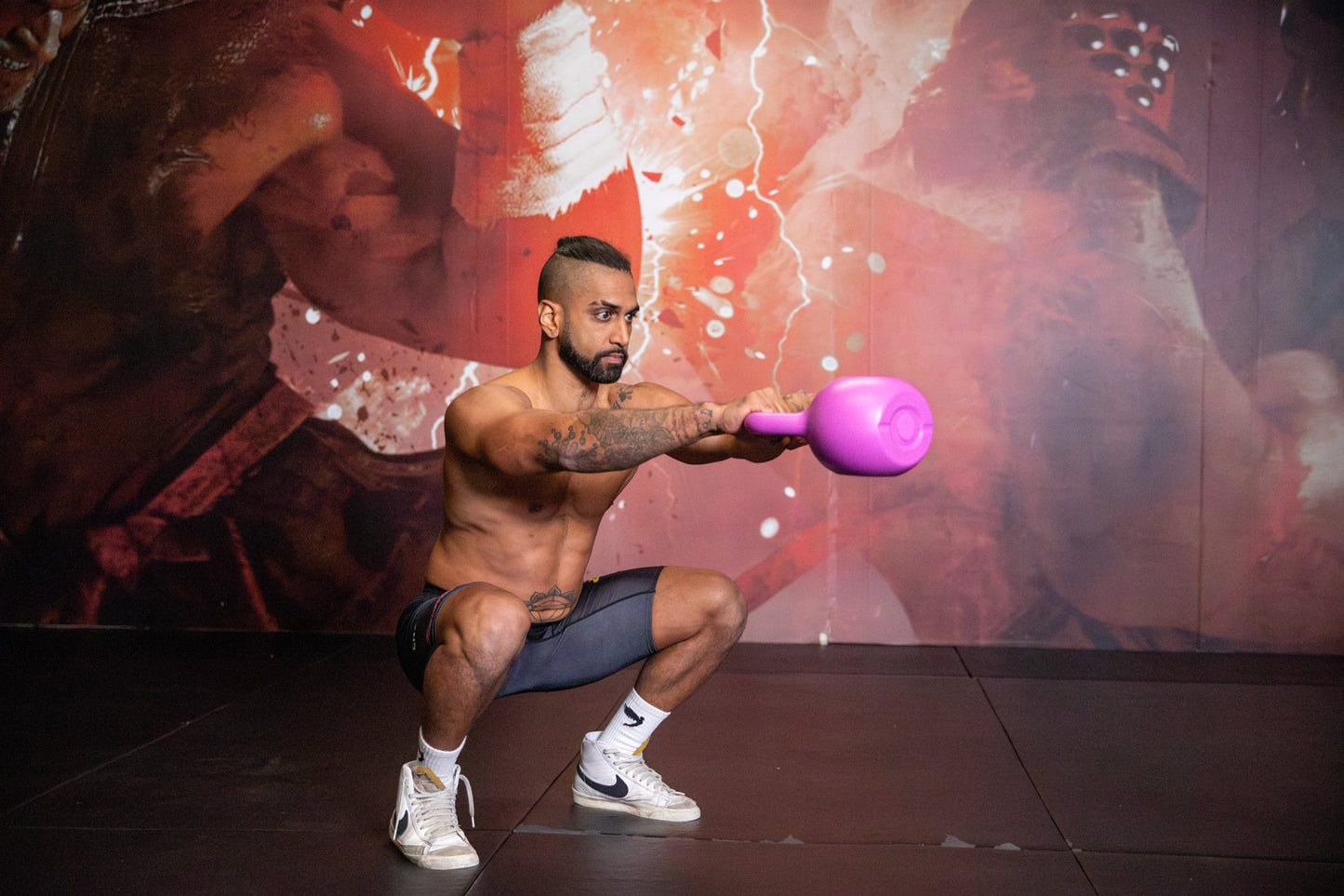 A photo displaying a kettlebell exercise