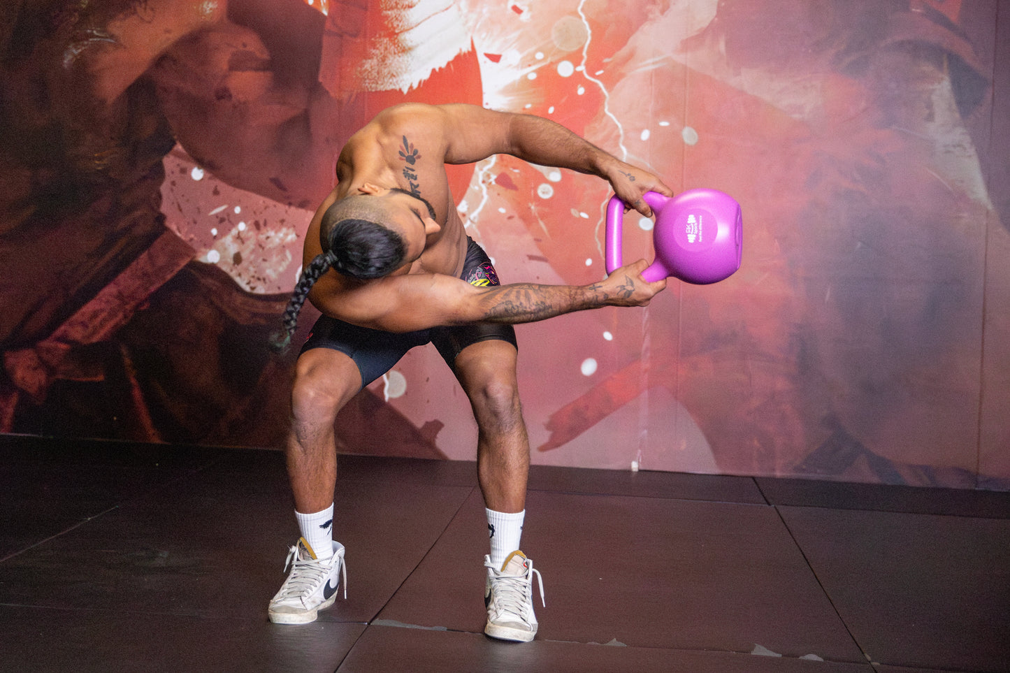 A photo displaying a kettlebell exercise