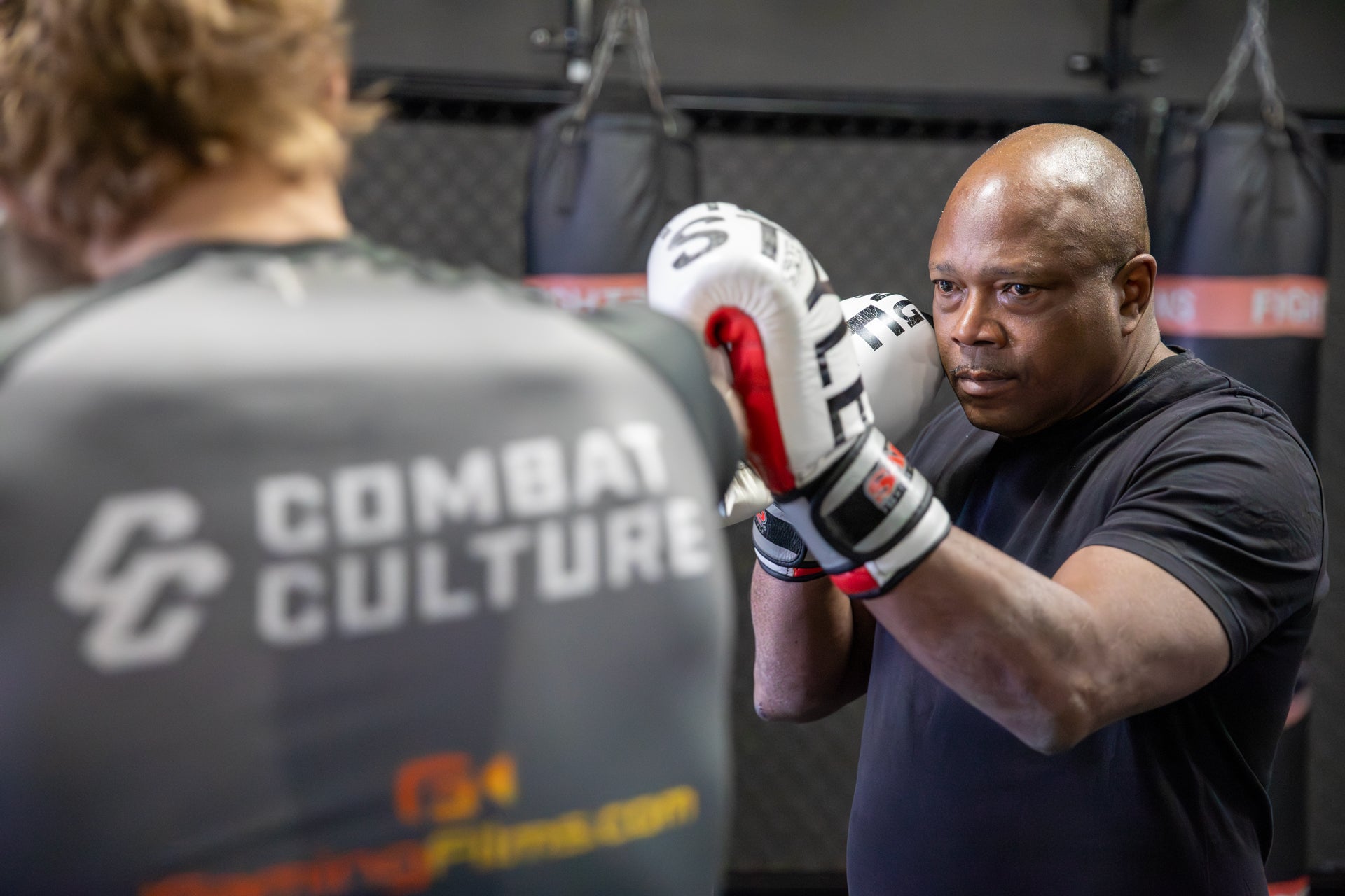 A photo of fighters training