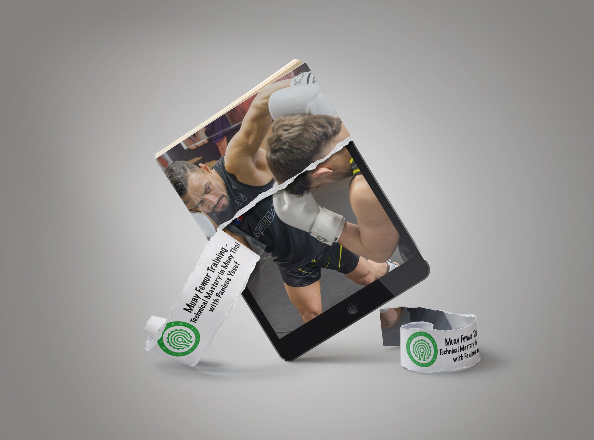 A photo of two fighters demonstrating Muay Thai techniques
