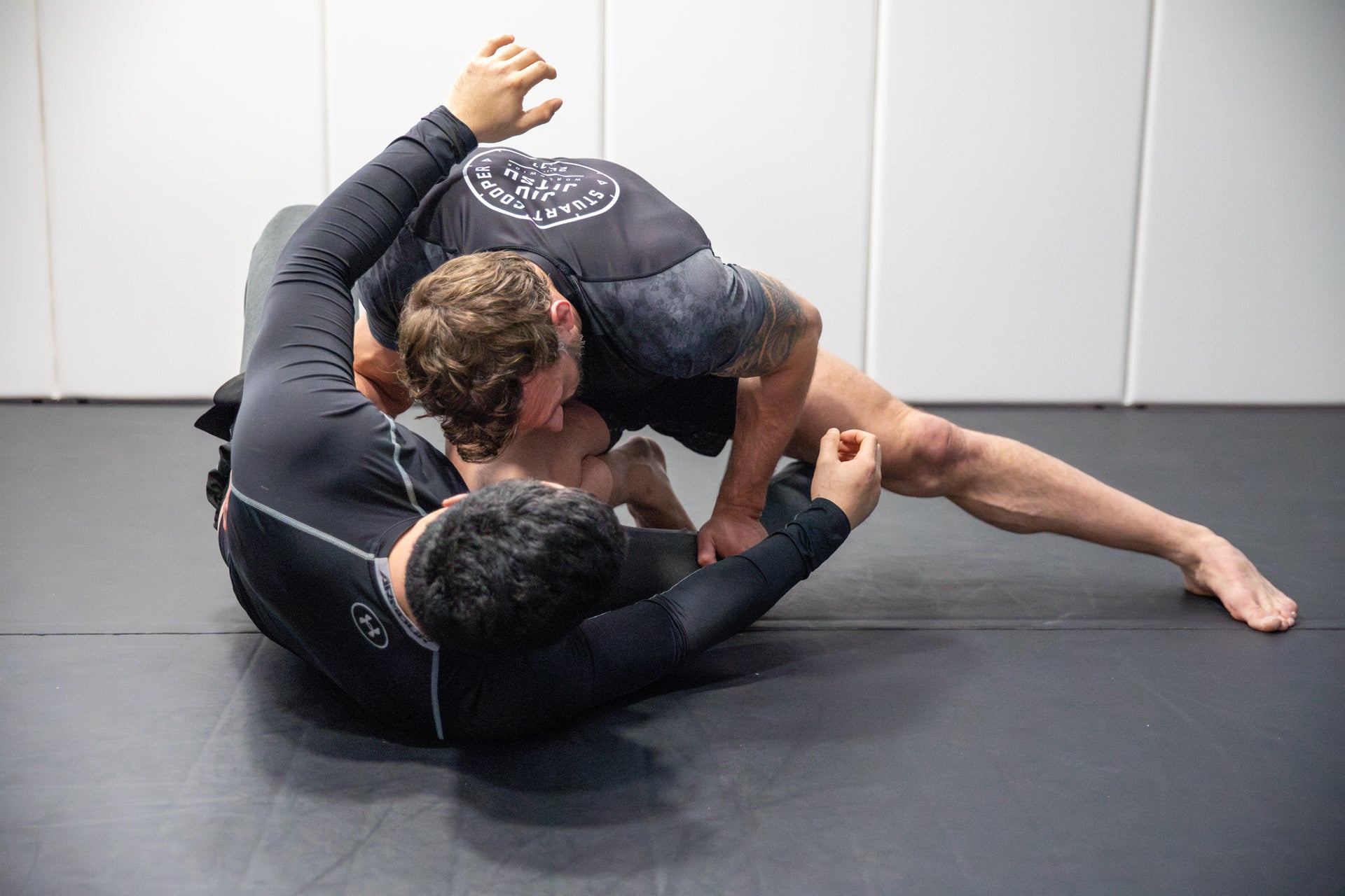 A photo of an athlete training in Brazilian Jiu Jitsu