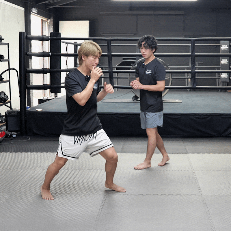 Takumi Terada demonstrating Japanese Kickboxing Shadow Boxing